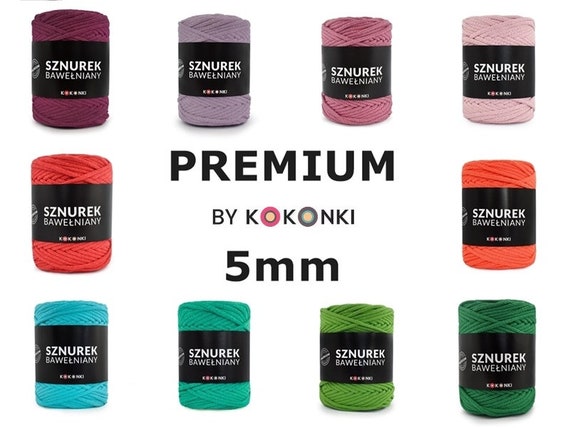 Macrame Premium by KOKONKI Cord  5mm / 100m / Color palette / Braided cotton cord / 100% Recycled Cotton / Textilgarn Bastelschnur Makramee