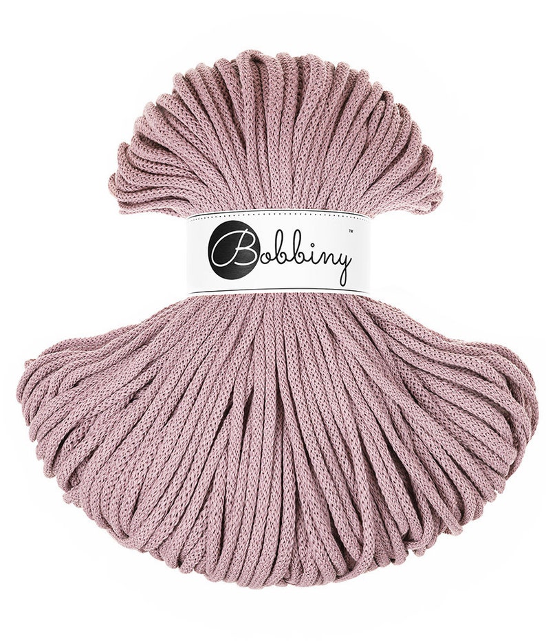 PREMIUM 5mm Bobbiny Mauve Premium cotton cord / 100 meters 108 yrads / Braided cotton cord, macrame rope, macrame string, handmade, diy zdjęcie 4