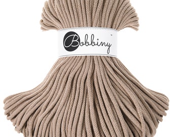 Cavo di cotone Premium Bobbiny Sand PREMIUM da 5 mm / 100 metri (108 yrad) / cavo di cotone intrecciato, corda macrame, corda macrame, fatto a mano, fai da te