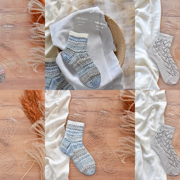 Anti-chaussettes / plexi transparent / chaussettes à tricoter / deux modèles / cadeau pour tricoteuse