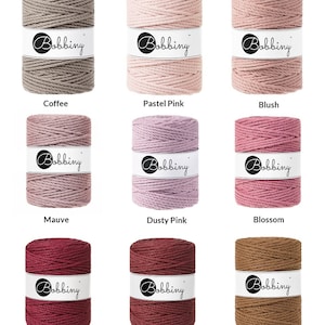 PREMIUM 5mm Bobbiny 3PLY / 100 meters / Braided cotton cord, macrame rope, macrame string, handmade, diy zdjęcie 3