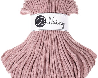 PREMIUM 5mm Bobbiny Blush Cavo di cotone Premium / 100 metri (108 yrad) / Cavo di cotone intrecciato, corda macrame, stringa macrame, fatto a mano, fai da te