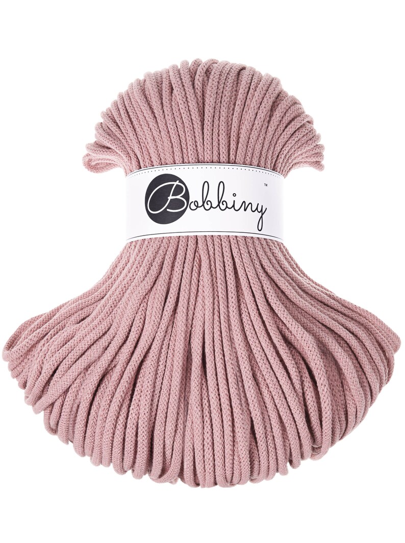 PREMIUM 5mm Bobbiny Blush Premium cotton cord / 100 meters 108 yrads / Braided cotton cord, macrame rope, macrame string, handmade, diy zdjęcie 1