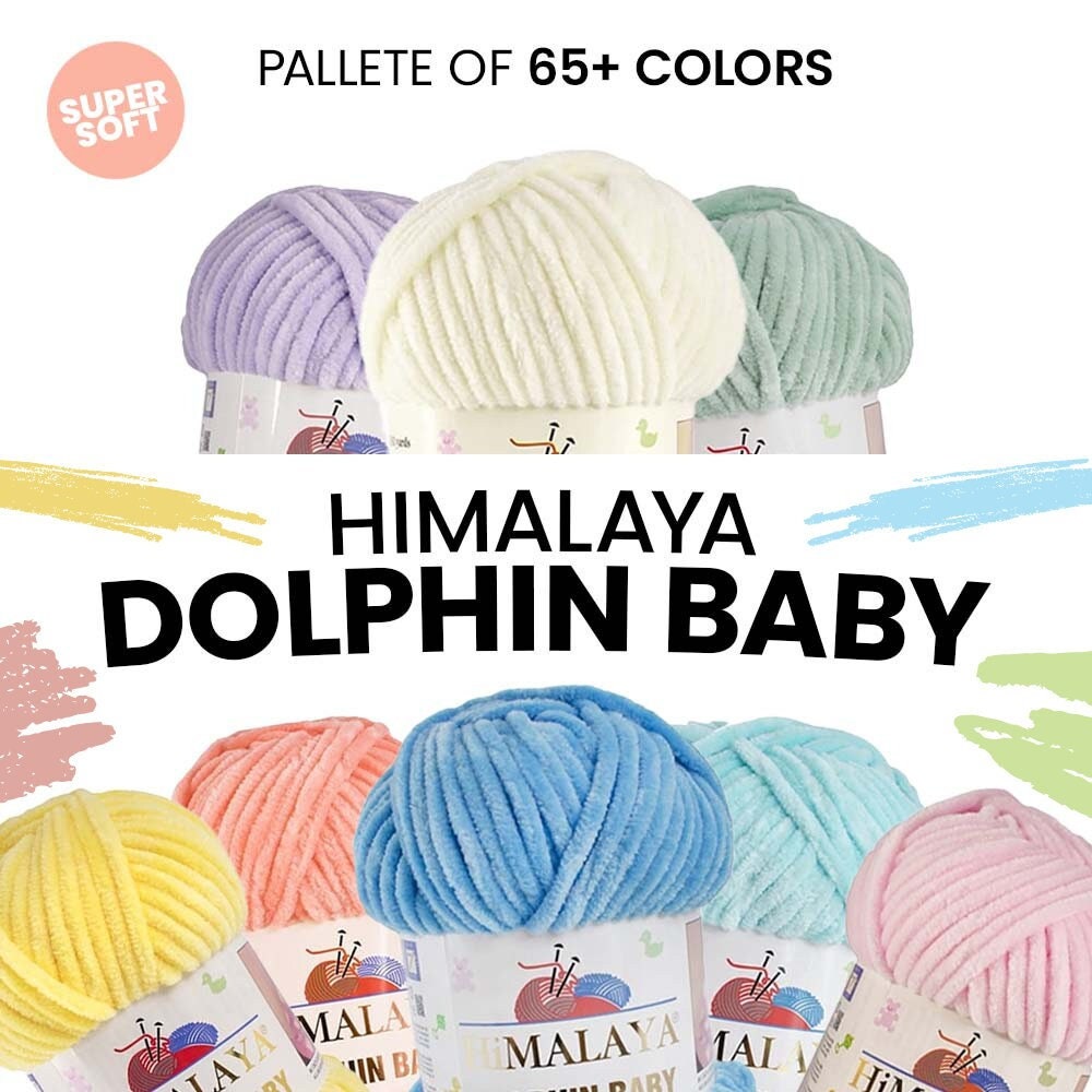 Himalaya Dolfijn babygaren, 5 stuks, 5 x 100 gram, babywol, 500 gram (17,63 oz) wol, super volumineus babydeken garen 655 yds (600 m) fluwelen garen, Himalaya garen, babygaren, haakgaren fluwelen garen (80324
