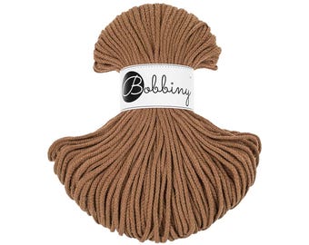 PREMIUM 3mm Bobbiny Junior Carmel / 100 meters(108 yrads) / Braided cotton cord, macrame rope, macrame string, handmade, diy