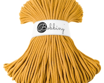 PREMIUM 5mm Bobbiny Mustard Premium cotton cord / 100 meters (108 yrads) / Braided cotton cord, macrame rope, macrame string, handmade, diy