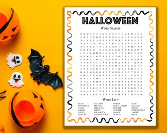 INSTANT DOWNLOAD Printable Halloween Word Search / Party Games / Halloween Shop