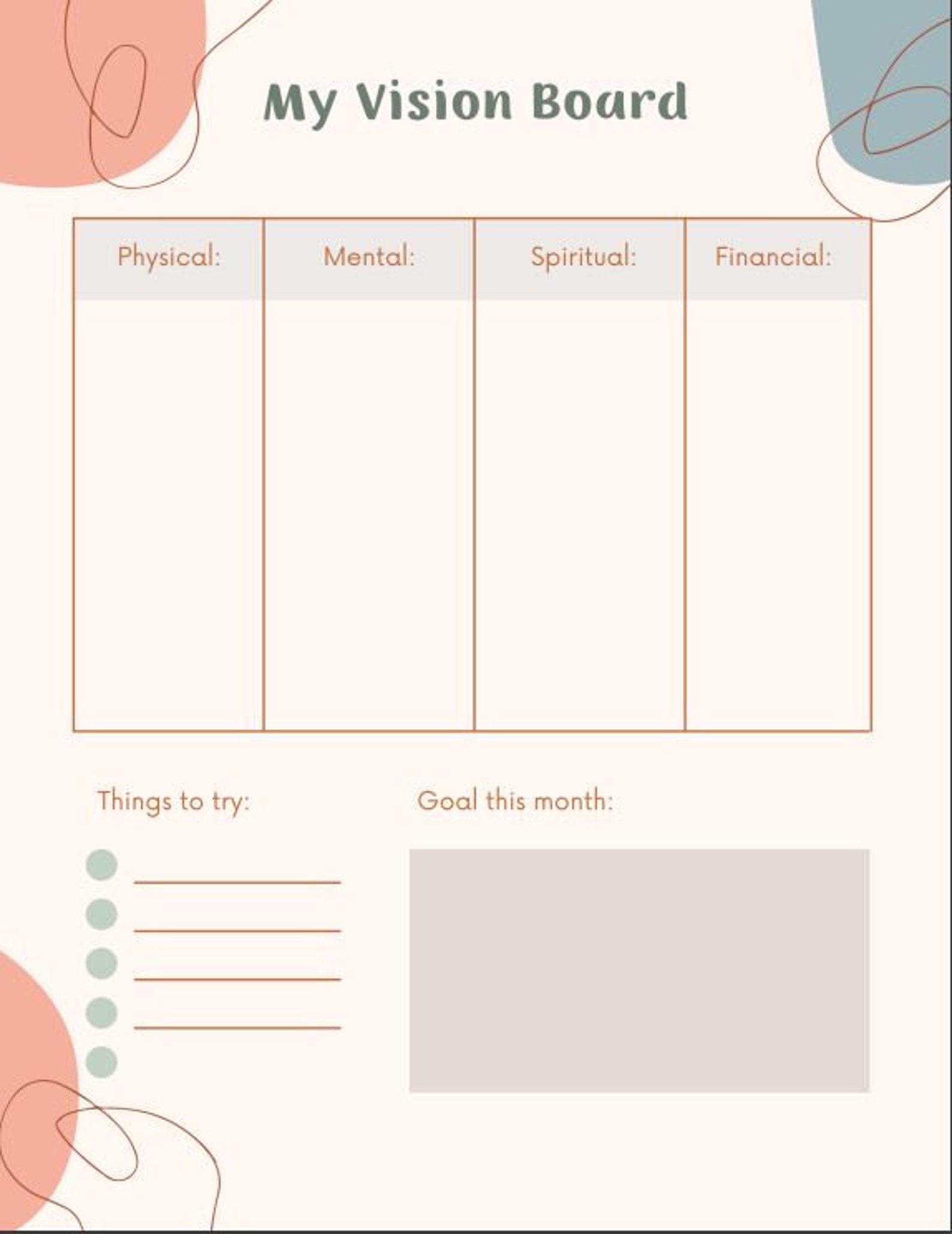 INSTANT DOWNLOAD Self Care Planner, Monthly Self Care Planner, Vision ...
