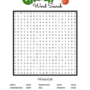 INSTANT DOWNLOAD Printable Grinch Word Search / Party Games / Holiday ...