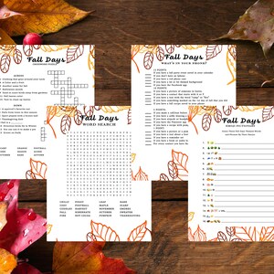 Fall Party Game Bundle, Printable Party Games, Crossword Puzzle, Word ...
