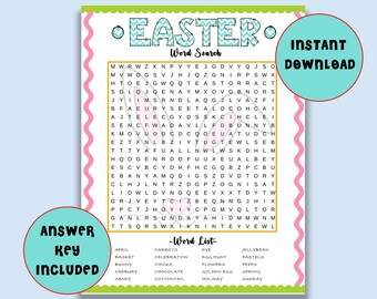 INSTANT DOWNLOAD Printable Easter Word Search | Easter Party Games | Easter Family Game | Easter Printables