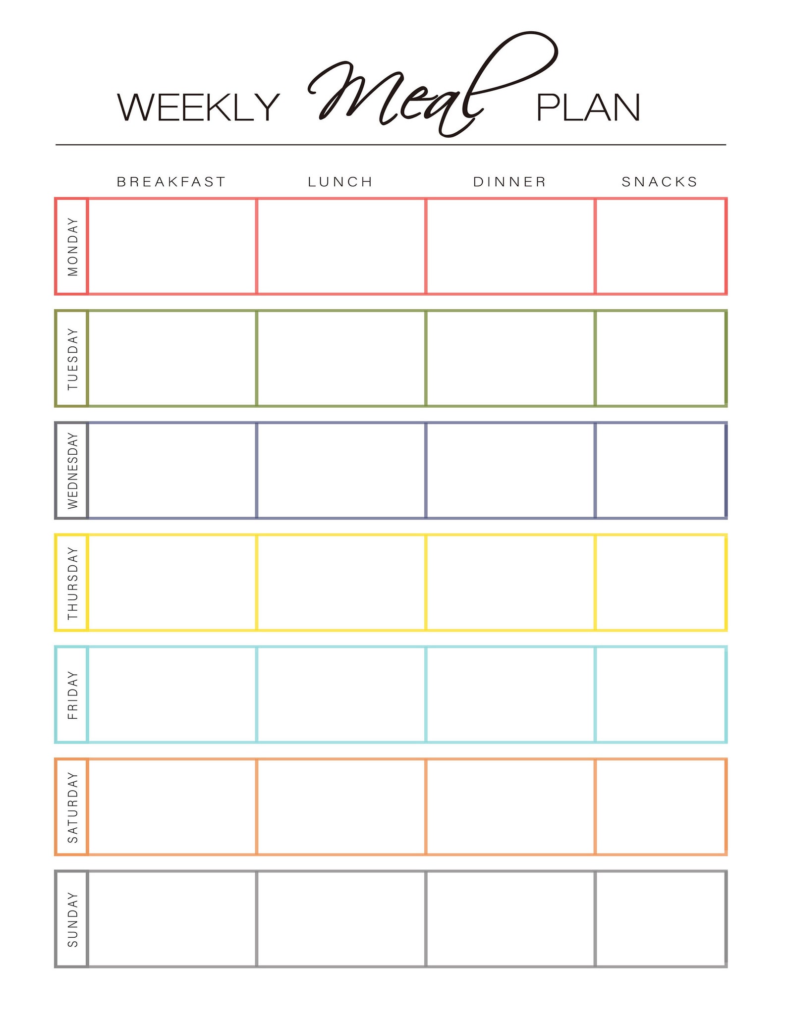 INSTANT DOWNLOAD Modern Printable Menu Download Weekly Menu Planner ...