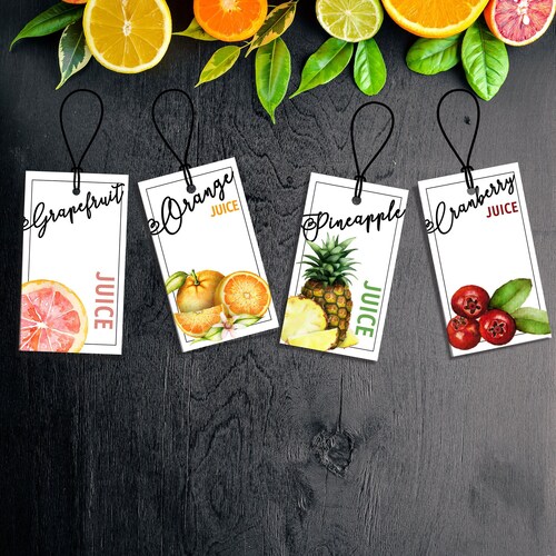 Custom Juice Bar Labels Fruit Mimosa Party Juice Tags - Etsy