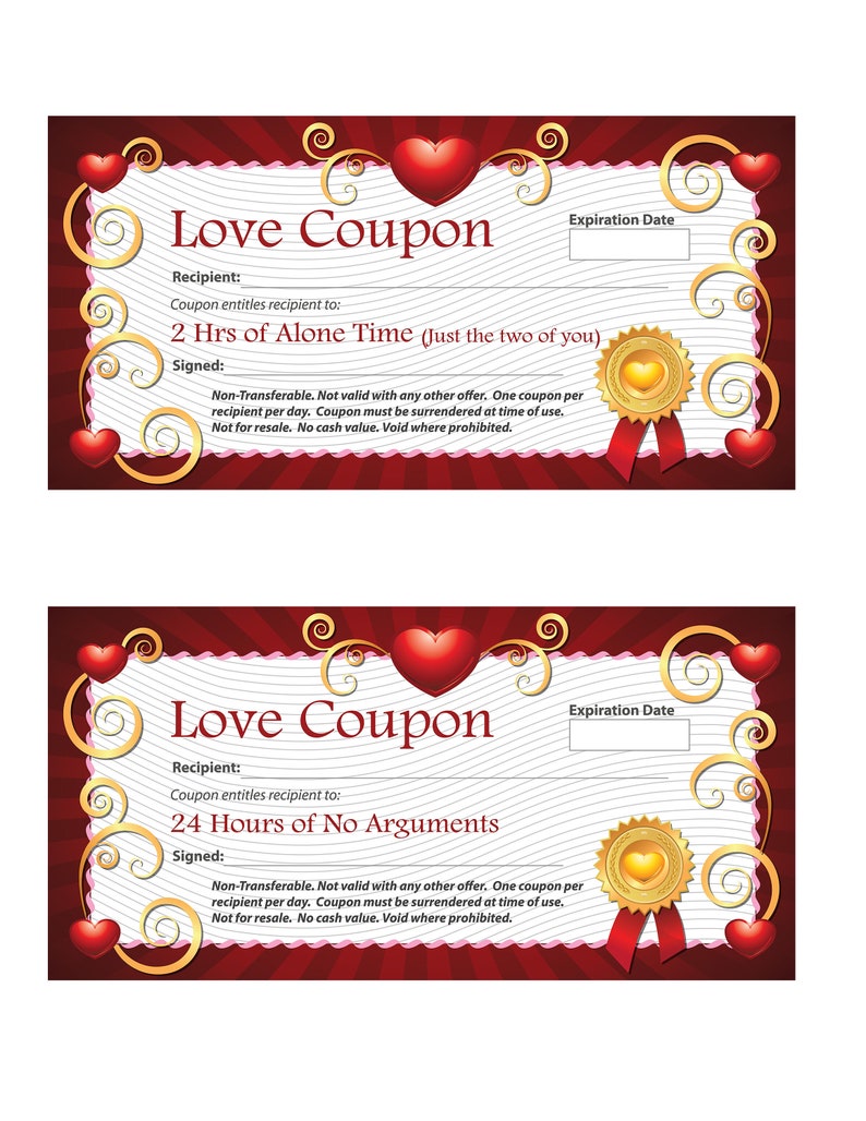 INSTANT DOWNLOAD Printable Love Coupons Book. DIY Adult - Etsy