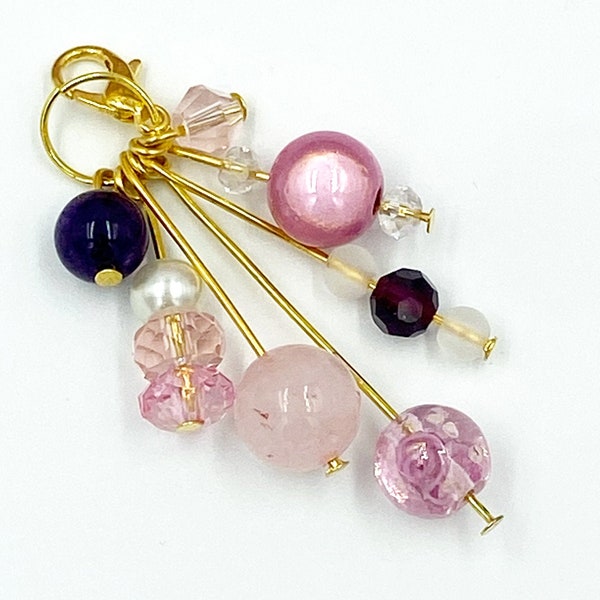 Sakura Beaded Planner Charm | Pink Bead Dangle | Spring Bead Cluster