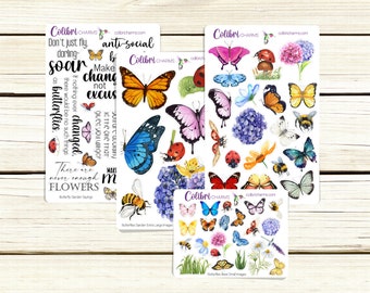 Butterfly Garden Planner Stickers | Springtime Stickers | Floral Planner Sticker Kit | Seasonal Planner Stickers