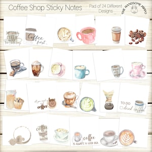 Coffee Lovers Sticky Notes | Pad of 24 Coffee Addict Adhesive Notes | Cup of Joe Stickies | Caffeine Lovers&#39; Stationery