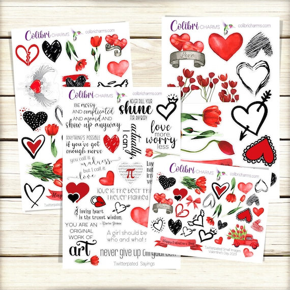 Twitterpated Planner Stickers Valentine Stickers Valentine's Day Planner  Sticker Kit Seasonal Planner Stickers 