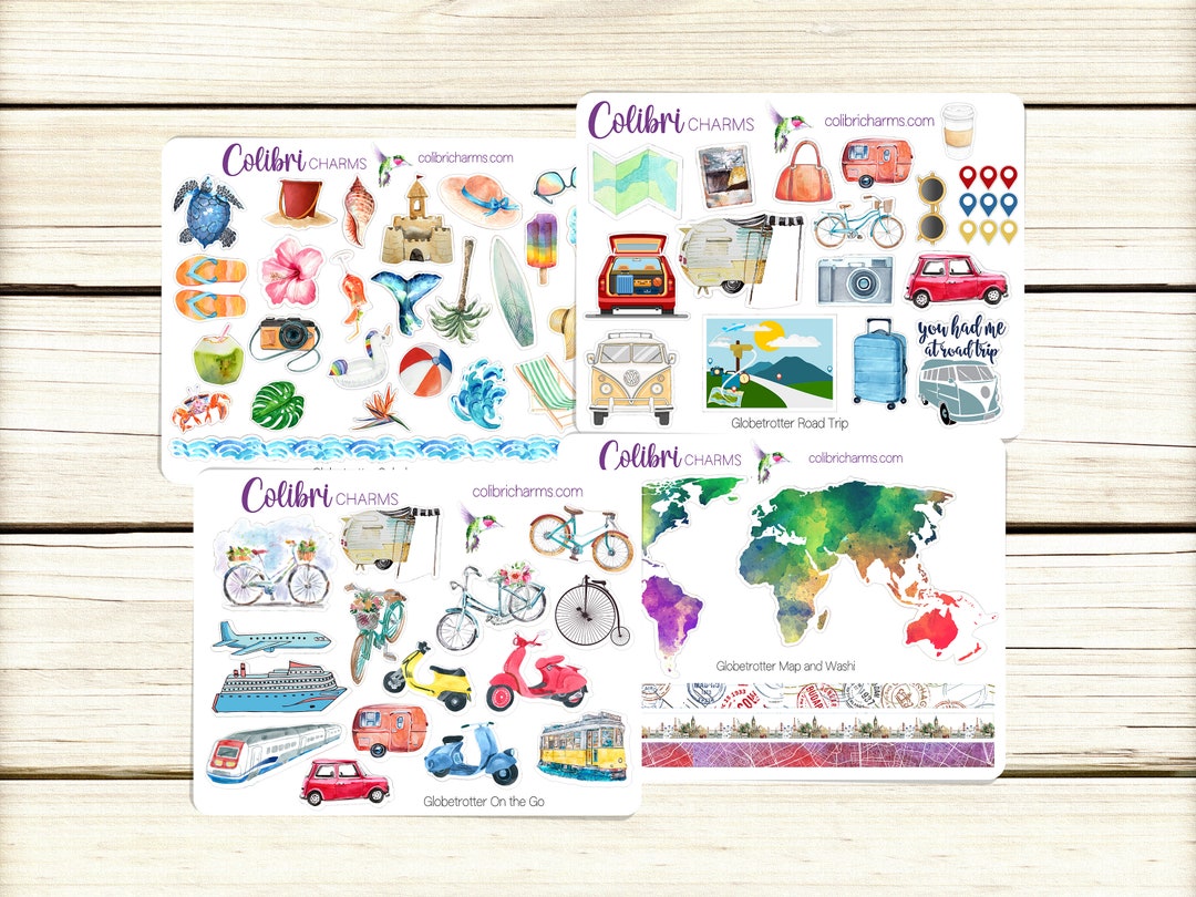 Journal Sticker Map Travel Journal Stickers: USA Road Trip, Tropical Vacation, Map - Etsy