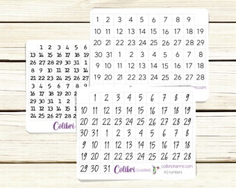 Planner Number Stickers: Matte Date Stickers