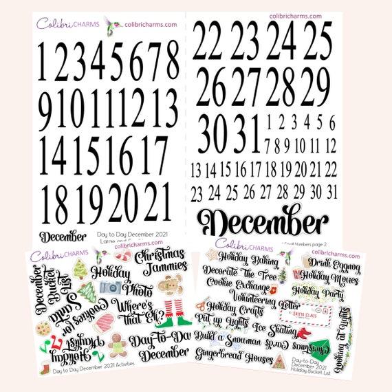 Day to Day December Stickers Daily December Stickers Holiday Stickers Seasonal  Planner Stickers 