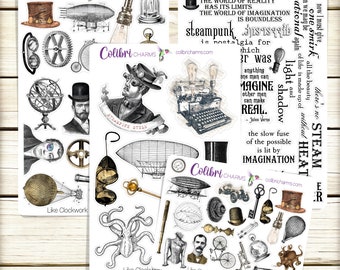 Steampunk Planner Stickers: Clockwork Gears, Vintage Style