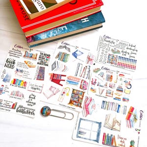 Reading Journal Planner Stickers,  Book Lovers Journal Kit,  Avid Reader,  Reading Log,  Book List, To Read,  Perfect Teacher Gift