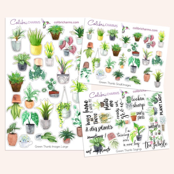 Green Thumb Planner Stickers | Plant Lovers’ Journal Kit | Plant Mom Stickers | Houseplant Stickers | Seasonal Planner Stickers