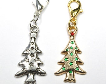 Silver or Gold Tree Charm | Christmas Tree Bookmark | Holiday Clip