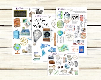 Globetrotter Planner Stickers: Vintage Travel Journal Kit