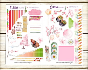 Hanami Journal Kit | Sakura Planner Stickers | Japanese Planner Theme | Sushi | Bullet | Bujo | Journaling Spots