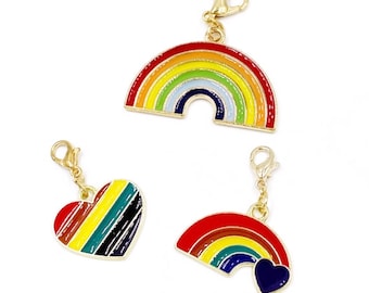 Enamel Rainbow Charms | Colorful Bookmark | Rainbow Stitch Counter | Progress Keeper