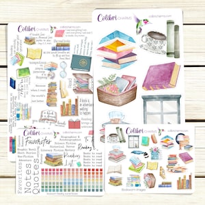 Bookworm Planner Stickers | Book Lovers Journal Kit | Reader | Reading Log | Book List | To Read | Perfect Teacher Gift