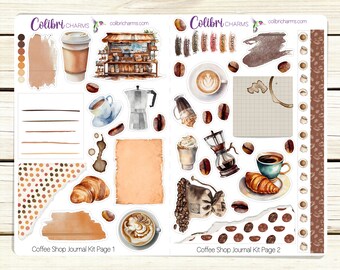 Coffee Shop Journaling Kit: Tea, Caffeine, Bujo Planner Stickers