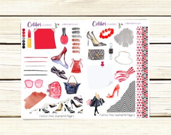 Fashion Plate Journal Kit: Fashionista Planner Stickers, Haute Couture