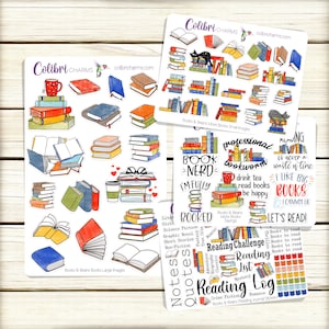 Book Lovers Planner Stickers , Reading Log  Stickers, Bibliophile Journal Kit, Books & Beans Deco Stickers, Challenge, Tracker