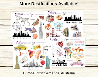Destination Travel Stickers: USA City Scrapbook Stickers