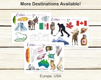 North America & Australia Stickers | Globetrotter Planner Travel Journal | Vacation | Mexico | Canada | Down Under