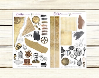 Steampunk Journal Kit | Like Clockwork Planner Stickers | Vintage Bujo | Victorian | Bullet |  Journaling Spots