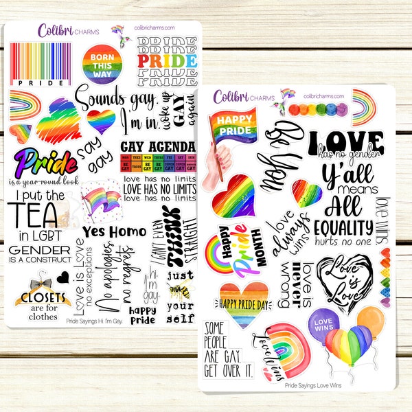 Pride Deco Stickers | LGBTQ+ Planner Stickers | Gay Pride Sayings | Pride Month Quotes | Bujo | Happy Planner | Ring Planner | TN | Journal