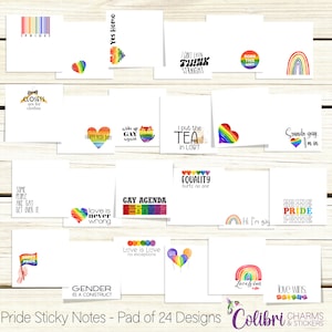 Notes adhésives Gay Pride, Bloc de 24 notes adhésives sarcastiques, Autocollants LGBTQIA+, Papeterie queer, Cadeau du mois de la fierté