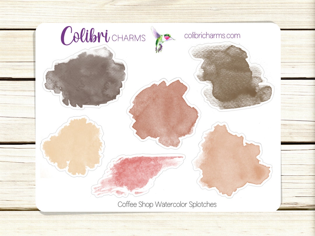 Swatch Stickers Coffee Shop Watercolor Splotches Planner Stickers Neutral Swatch ...