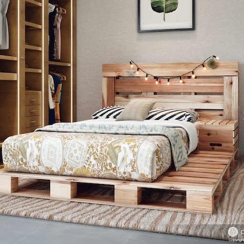 Pallet Bed The Twin Size Includes, Diy Pallet Bed Frame With Headboard And Storage