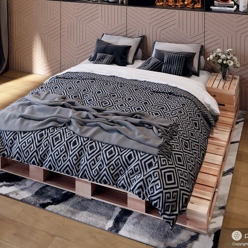 Pallet Bed Platform Bed the Queen Size platform Only No Etsy