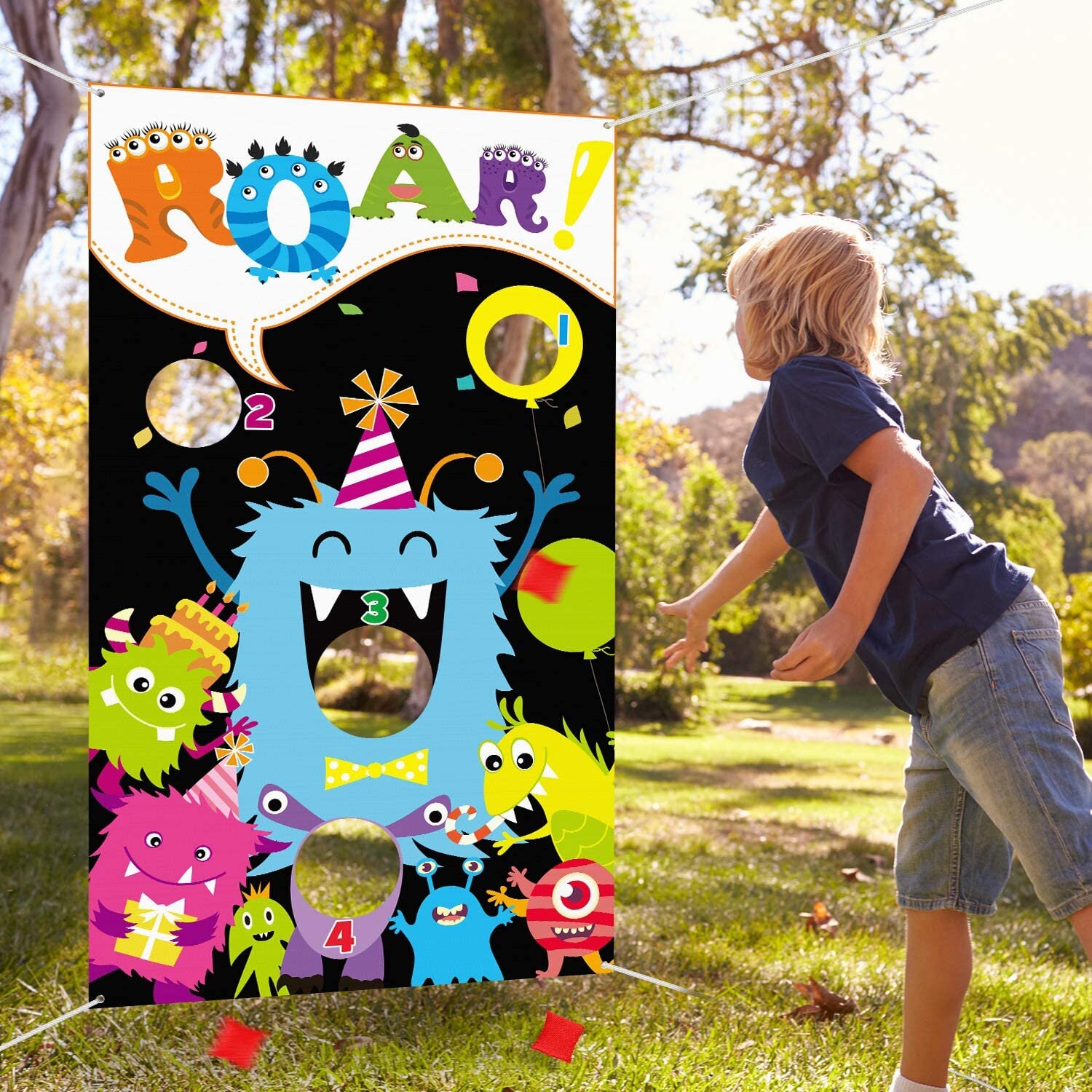 Monster Theme Bean Bag Toss Game Birthday Party Supplies Etsy