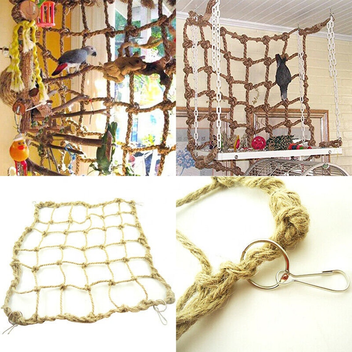 Parrot Bird Climbing Net Cotton Rope Cage Wood Hemp Rope Etsy