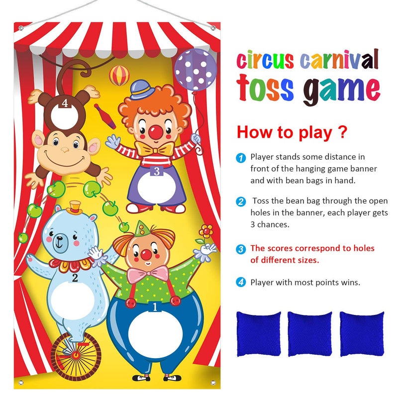 Bean Bag Carnival Toss Game Kids Clown Party Activities Etsy