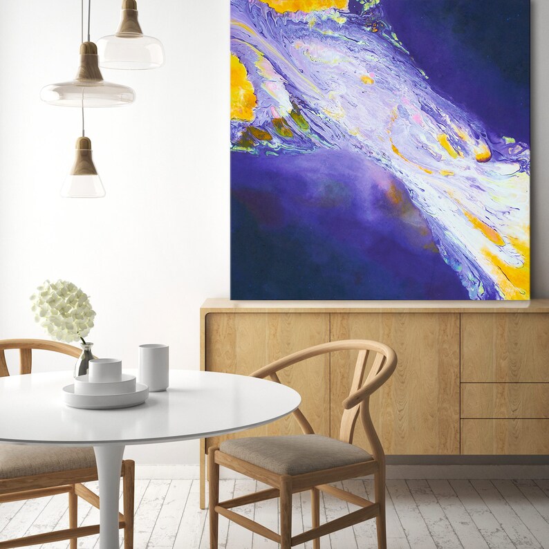 Purple And Yellow Wall Art Living Room Canvas Abstract Image 0