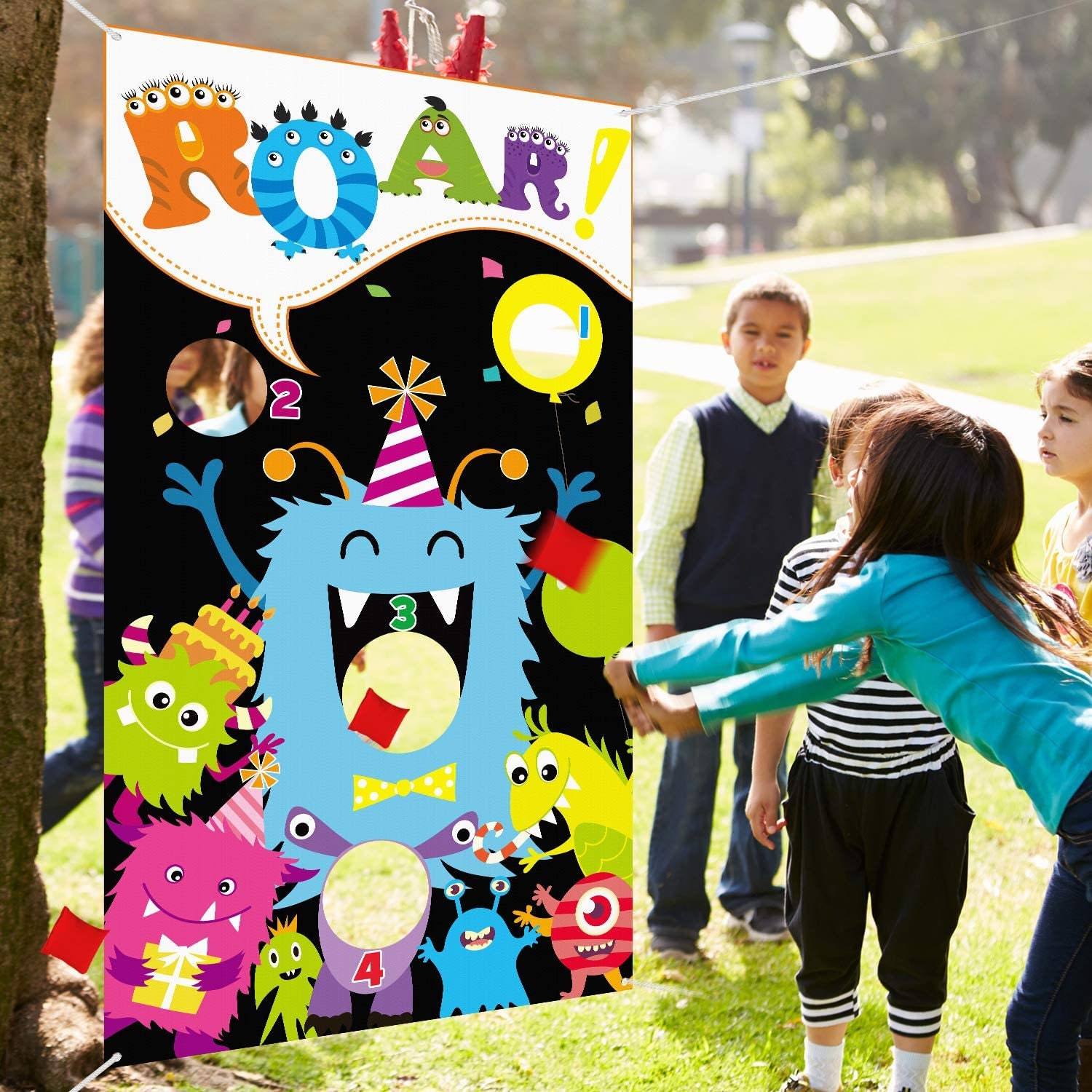 Monster Theme Bean Bag Toss Game Birthday Party Supplies Etsy