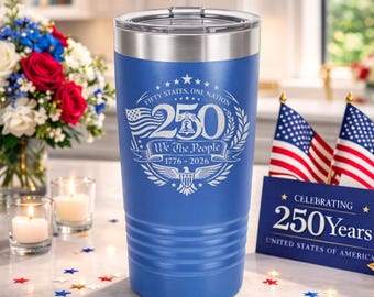 America 250 Anniversary Patriotic Tumbler Insulated Stainless Steel American Flag Liberty Bell Design Cup Personalized Gift Military Veteran